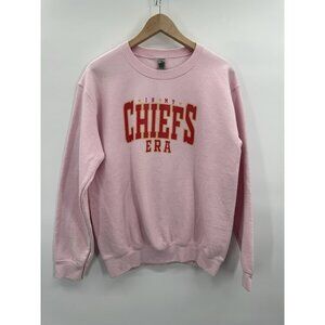 OOAK Small Pink Sweatshirt In My Chiefs Era Swiftie 98 Coquette Football KC Fan